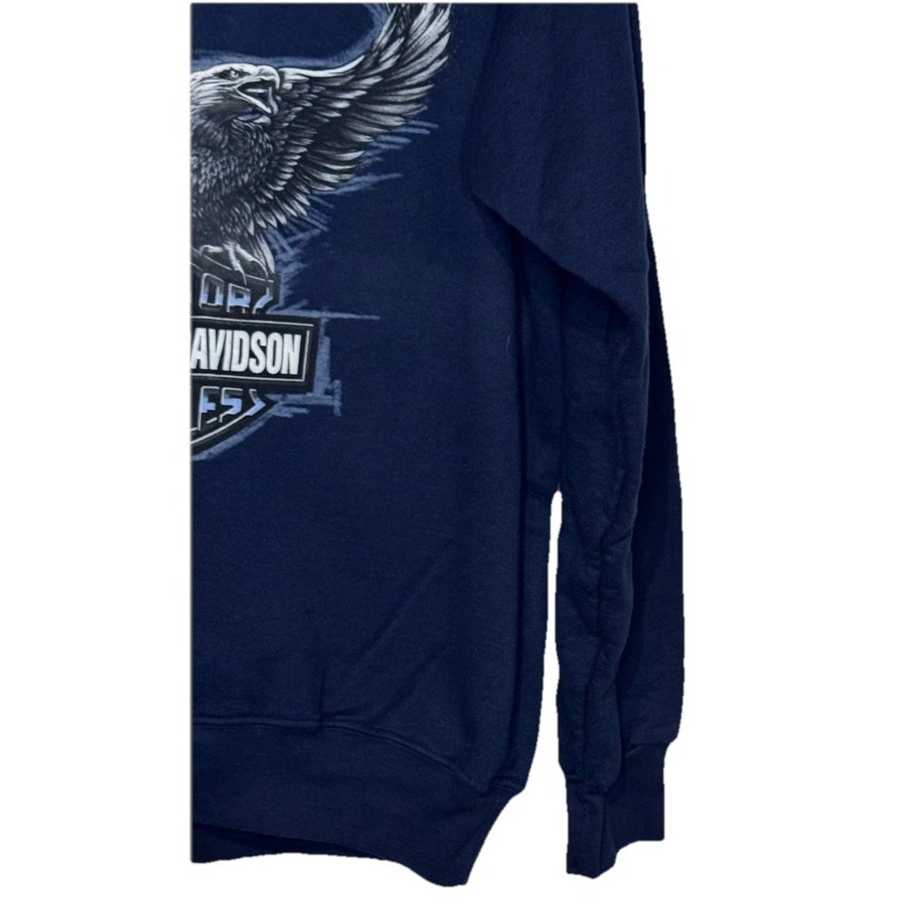 Harley Davidson Men's Vintage 90s Chrome Eagle Engine Crewneck Navy Blue Medium - Picture 2 of 10